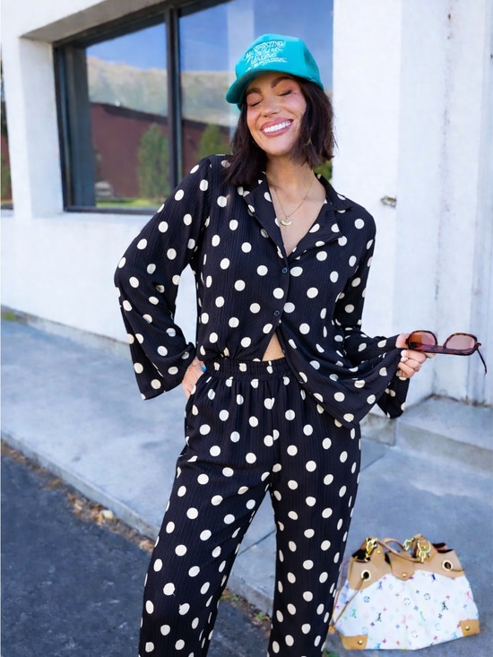 Dressed in LALA Pants - Dressed in LALA Black and White Polka Dot Plissé Set $164 MSRP XS-3X available